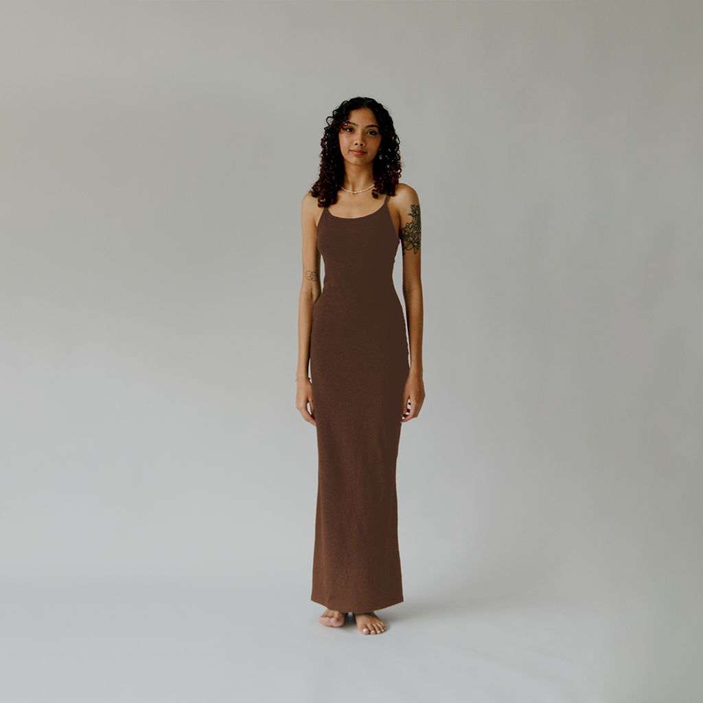 Naoki Maxi Slip Dress: Hojicha